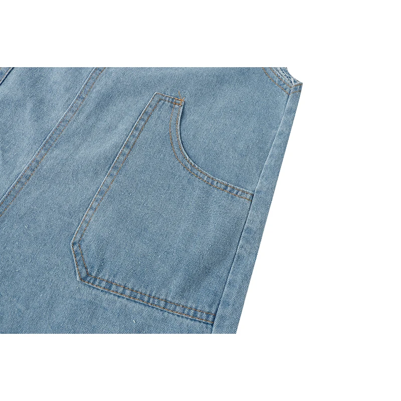 

Women's Jumpsuit Denim Strap Short Pants 2021 Summer Fashion New Style Blue Thin Section Wide Leg Jeans Shorts Jumpsuit Female