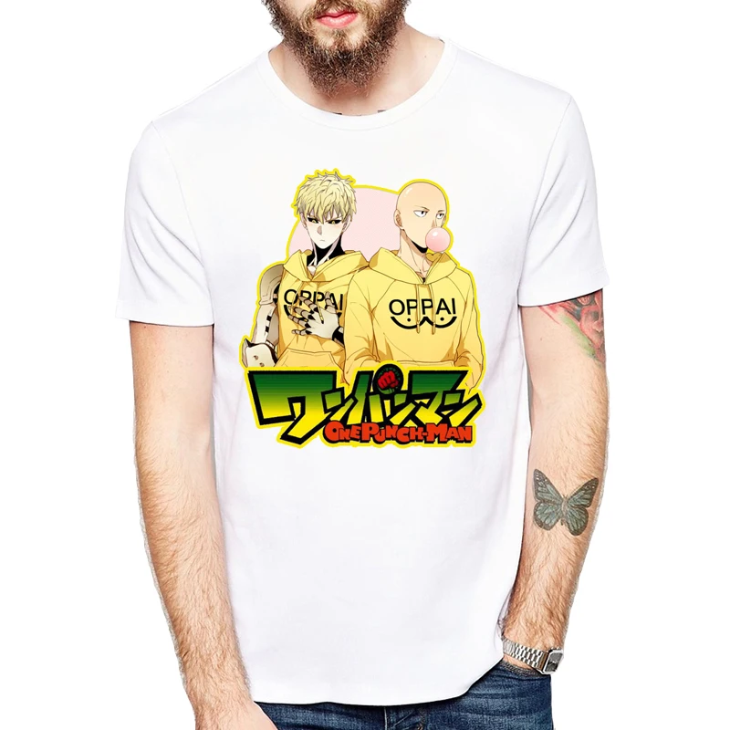 Мужские футболки One Punch Man аниме ONE Oppai Ok Hero белые на заказ для фитнеса с мультяшным