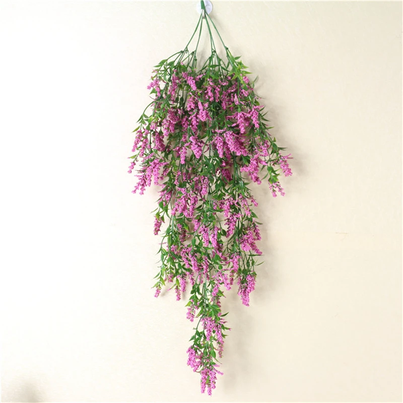 

home garden hanging basket plants 2X artificial Lavender wall hanging Ivy corolla hanging Foliage decoration on the wall
