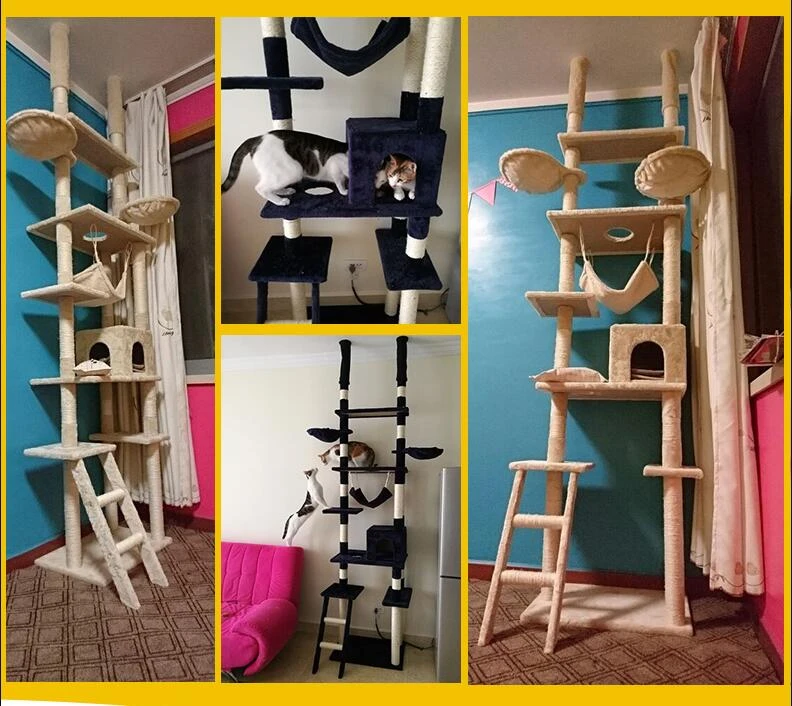 

Tongtianzhu cat climbing rack cat nest cat tree integration luxury solid wood Villa multi-layer large cat rack cat Grasshopper