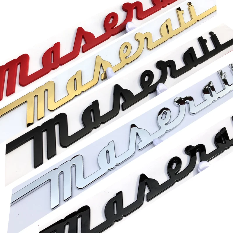 Per Maserati baule targhetta Logo emblema distintivi scrittura a mano opaco lucido nero rosso oro