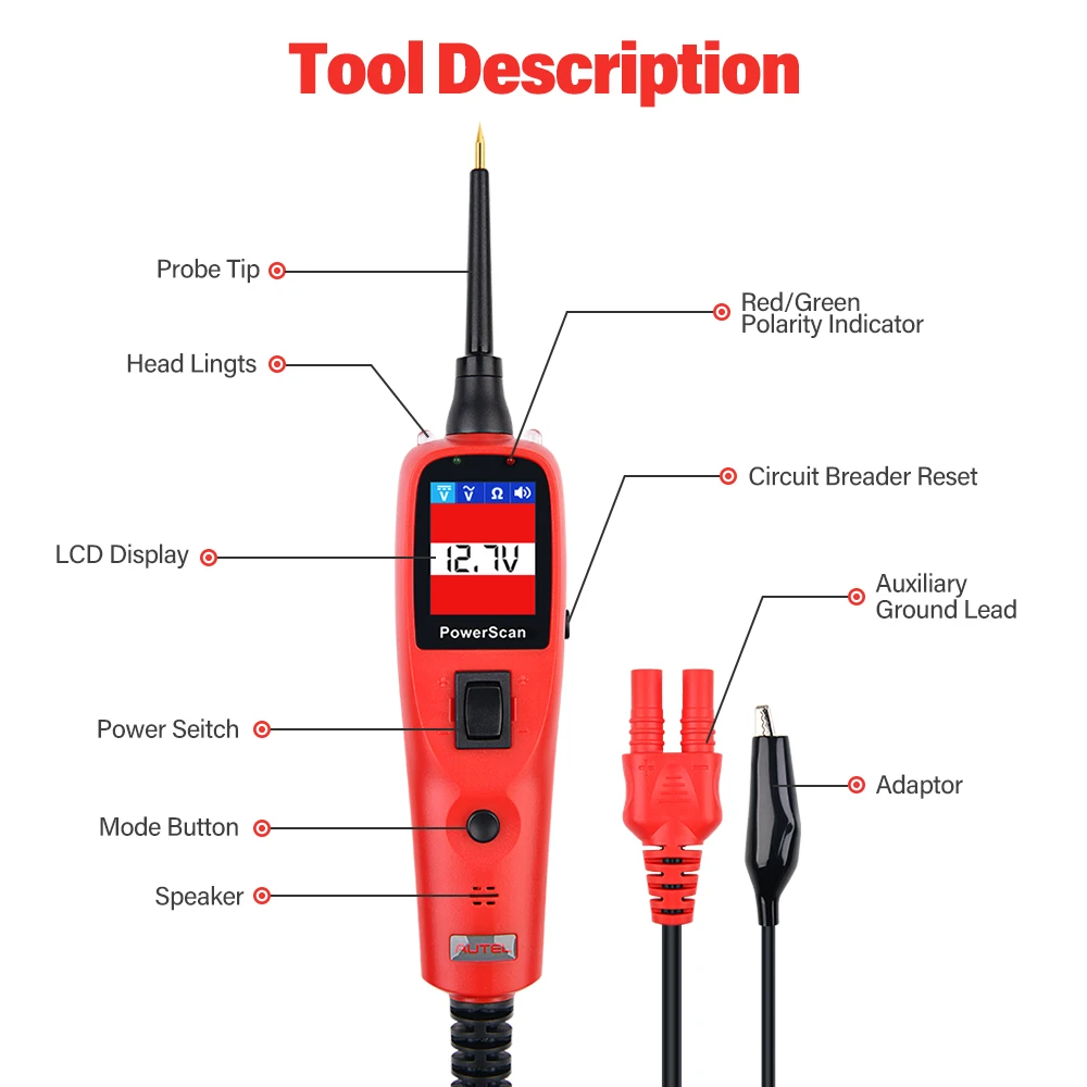 2021 Autel PowerScan PS100 Automotive Circuit Tester Power Probe Kit Electrical System Diagnostic Tool 12V/24V | Автомобили и