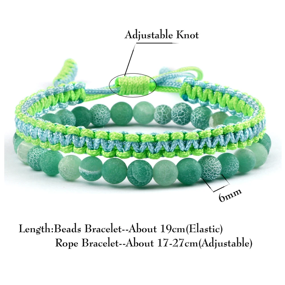 

Natural Weathered Stone Beaded Bracelets Handmade Tibetan Buddhist Lucky Rope Bangle for Women Men Wrist Adjustable Jewelry Gift