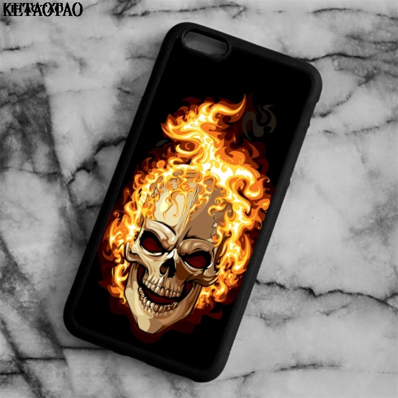 KETAOTAO череп на огне чехлы для телефонов iPhone 4S 5C 5S 6 6S 7 8 Plus XR XS MaxSE S3 4 5 Чехол Мягкий