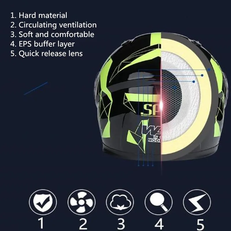 Шлем мотоциклетный на все лицо универсальное обеспечение безопасности |