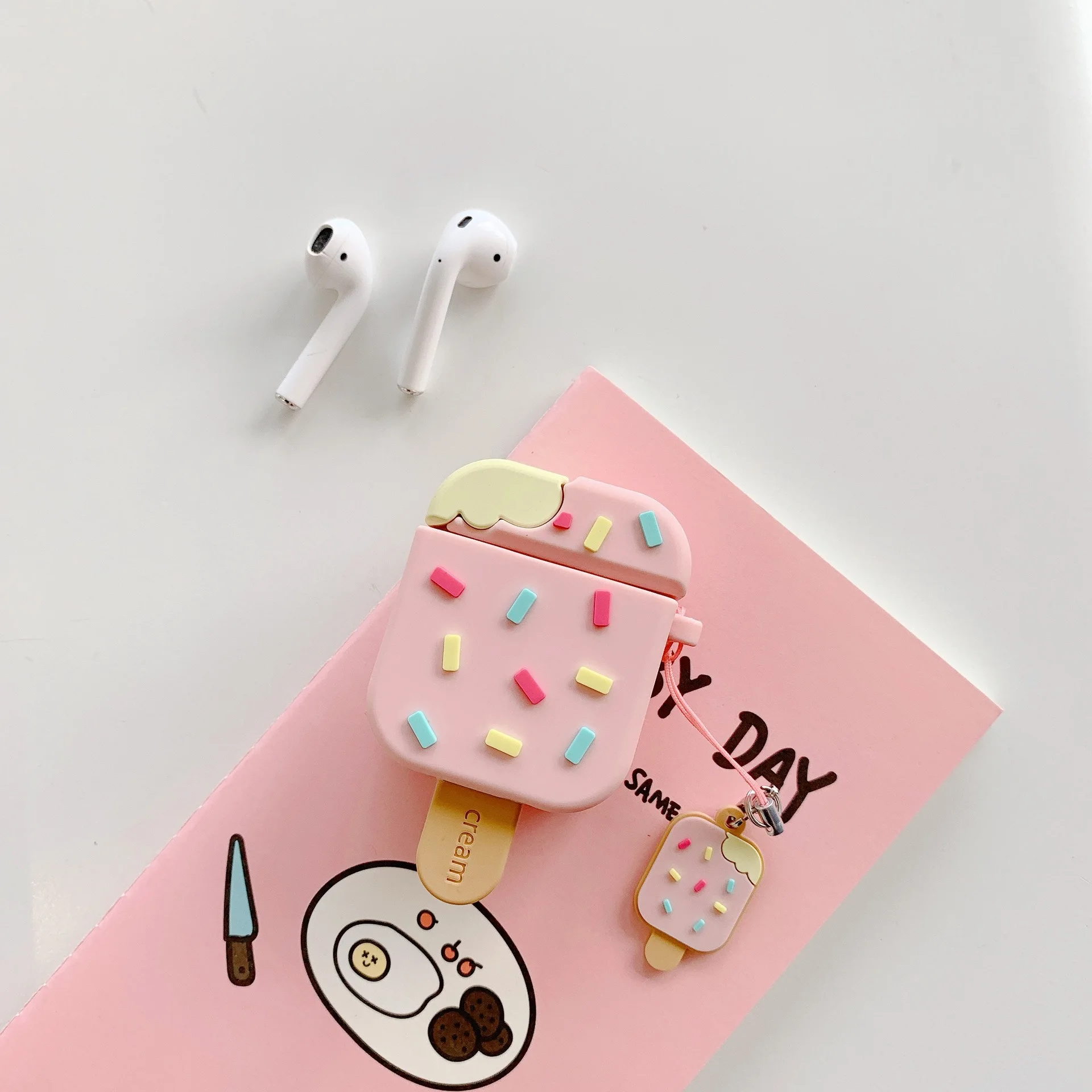

3D Ice Cream Case For Airpods 1 2 Soft Silicone Cute Cover Bluetooth Earphone Charging Box Protective Shell For Airpods Pro 3