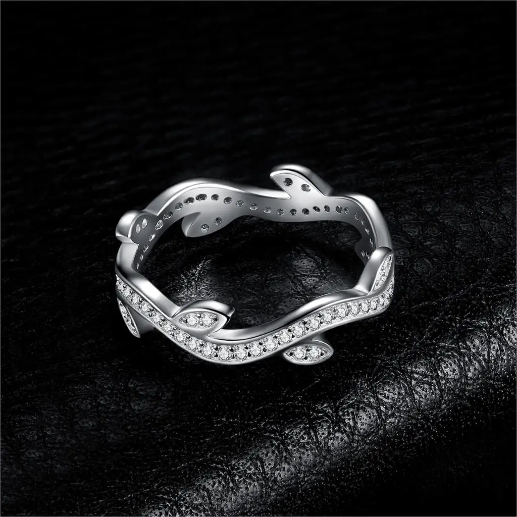 JewelryPalace оливковых листьев Корона Цирконий Stacktable 925 пробы Серебряное кольцо для Для женщин и дочка Лидер продаж