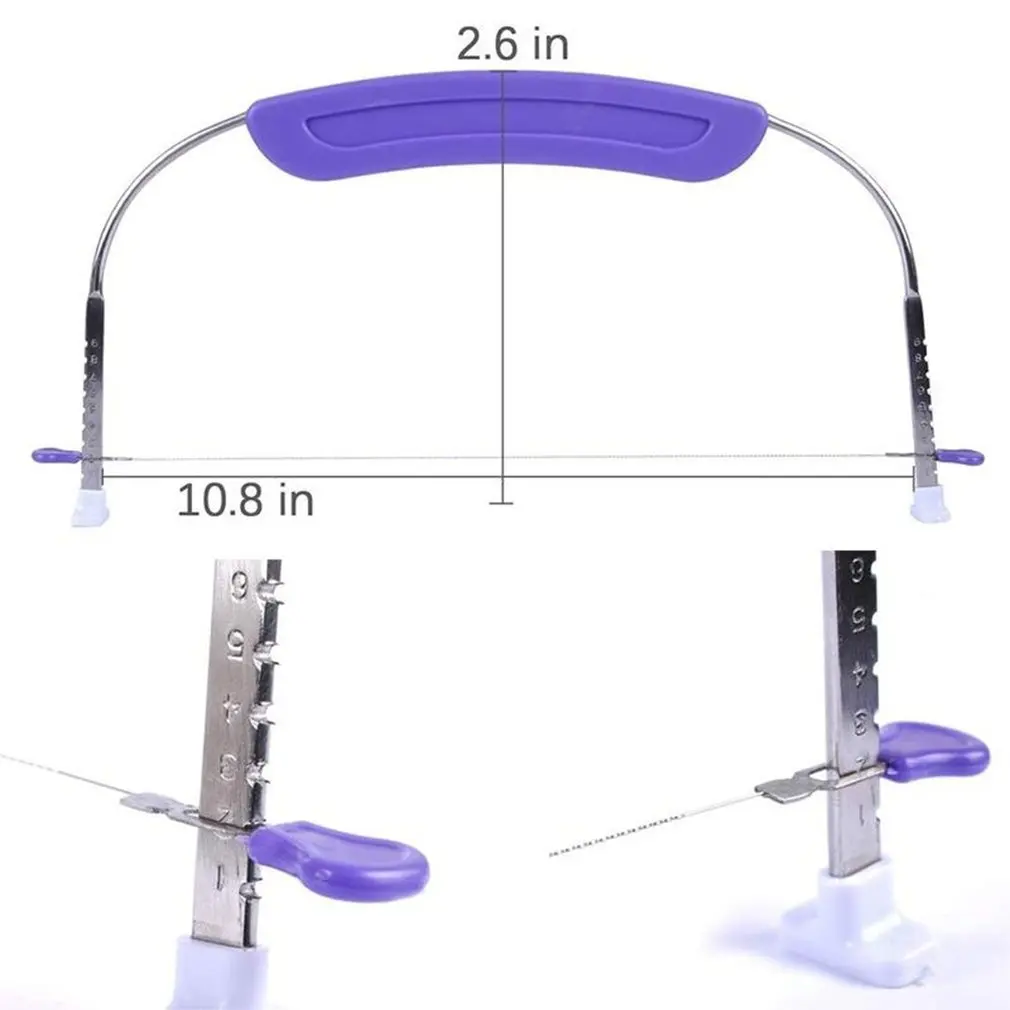 

10 Inches Adjustable Heights Stainless Steel Wire Bread Cake Cutter Pizza Dough Slicers Leveler Cake Knife Accessories