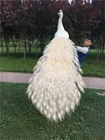 huge 180cm white feathers peacock lifelike bird model foamfeathers bird handicrafthome garden wedding party decoration a2599