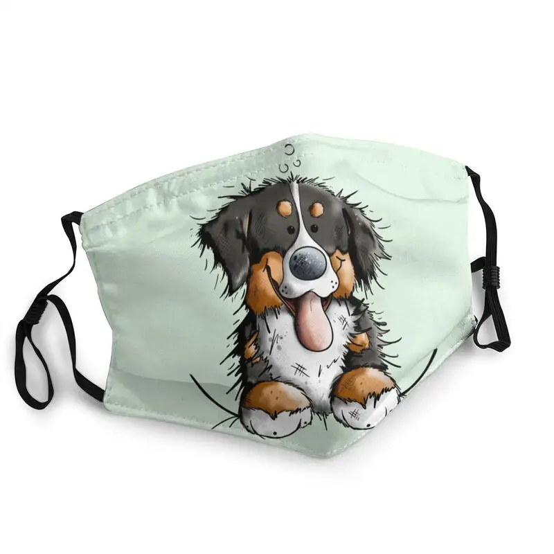 

Fluffy Bernese Mountain Dog Washable Adult Cartoon Puppy Face Mask Anti Haze Dustproof Protection Cover Respirator Mouth-Muffle