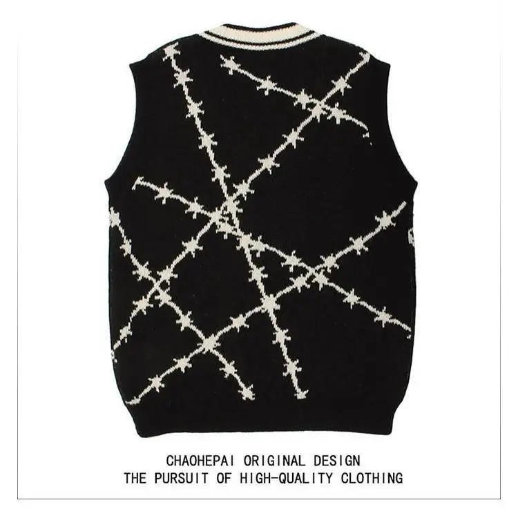 Жилет в ретро-стиле с V-образным вырезом полоску |