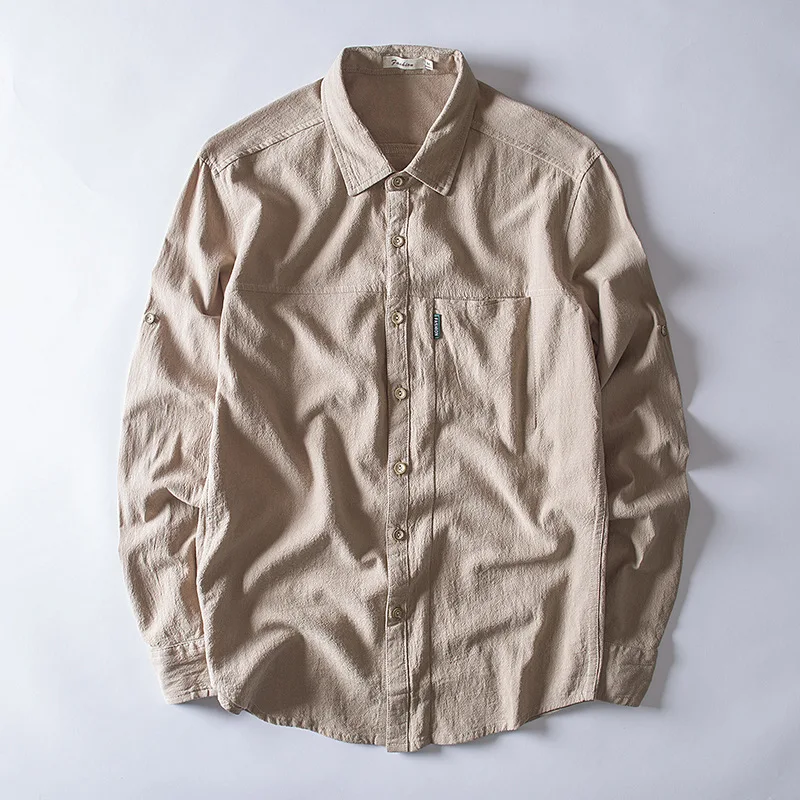 Мужские повседневные рубашки с отложным воротником и длинным рукавом белые