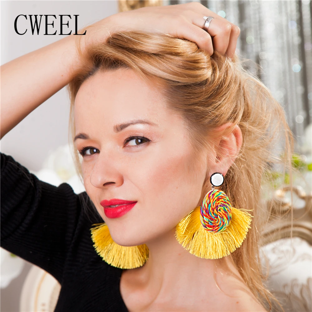 CWEEL висячие серьги с кисточками для женщин богемные массивные Висячие