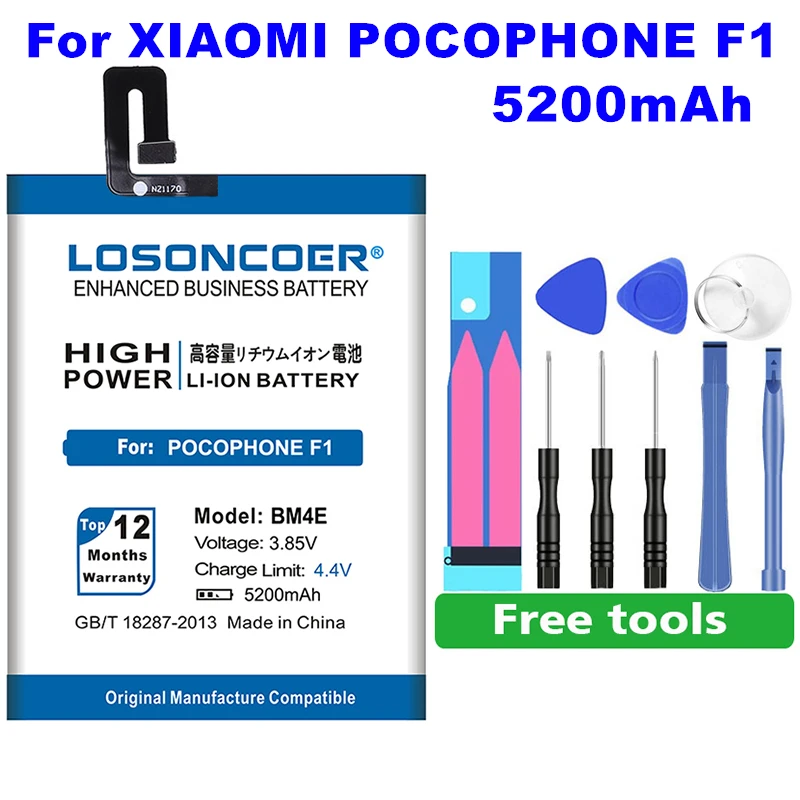 LOSONCOER 5200mAh BM4E сменные батареи для Xiaomi Mi Pocophone F1 Poco F1 аккумулятор для мобильного телефона большой емкости
