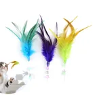 Приманка для кошек с пером и колокольчиками, забавная Интерактивная красочная игрушка-тизер для фотографий, товары для кошек,