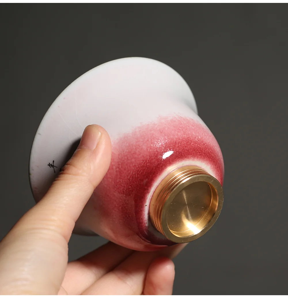 Креативная медная чашка для чая 120 мл с изменением в печи чайная китайского