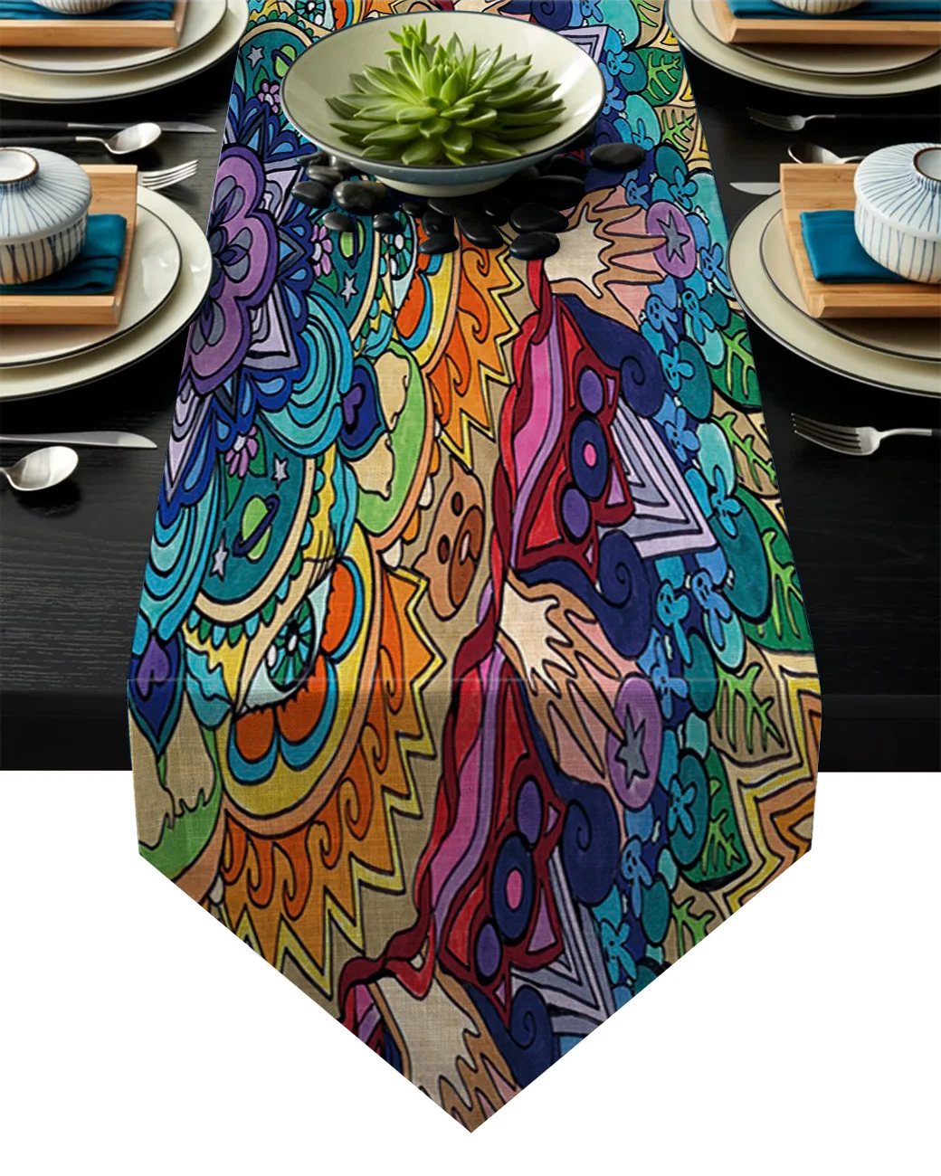 Цветная Мандала абстрактный узор настольная дорожка с Флагом Женская скатерть