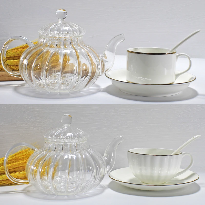 2 шт. в комплекте чайная чашка с блюдцем из тыквенного стекла и костяного фарфора