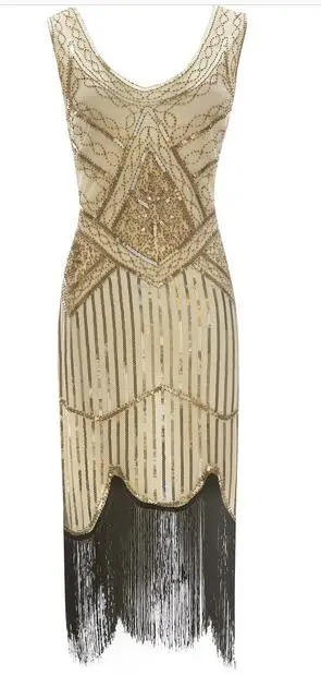 Винтажное платье «Грейт Гэтсби» 1920 s, лето, маскарадный костюм, v-образный вырез, рукав-крылышко, пайетки, бахрома, вечерние платья-миди