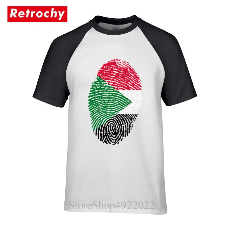 Футболка унисекс с принтом в виде флага Судана и отпечатков пальцев|Мужские
