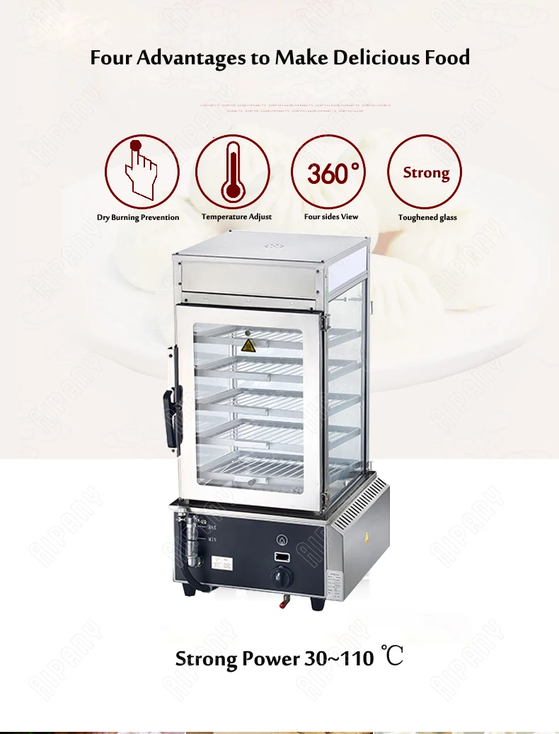 R500L газовая духовка для выпекания булочек 5-слойный чехол промышленная Пароварка 500L хлеб клецки хранилище для детского питания и Пароварка из нержавеющей стали приготовления плита