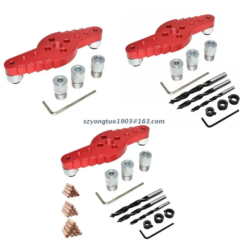 

P82C 2-in-1 Center Punch Locator Dowel Jig Kit Pocket Hole Center Scriber Line Aluminum Alloy 6-10mm Guide Woodworking Tools