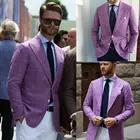 Фиолетовые льняные мужские костюмы, индивидуальные мужские свадебные приталенные костюмы для мужчин, мужские костюмы для жениха, Куртка 1 шт.