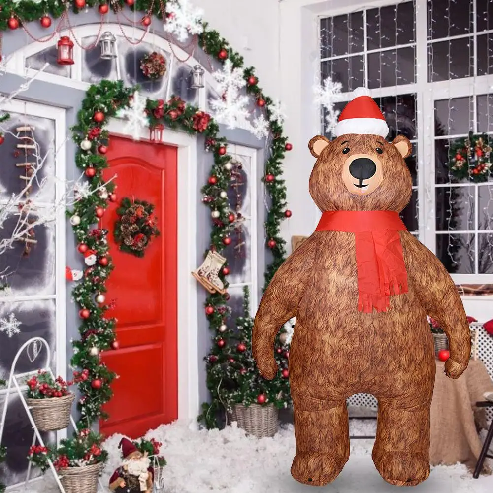 

Christmas Inflatable Decor Large Inflatable Bear Christmas Decoration 2M Doll Mall Home New Year DIY Decorations