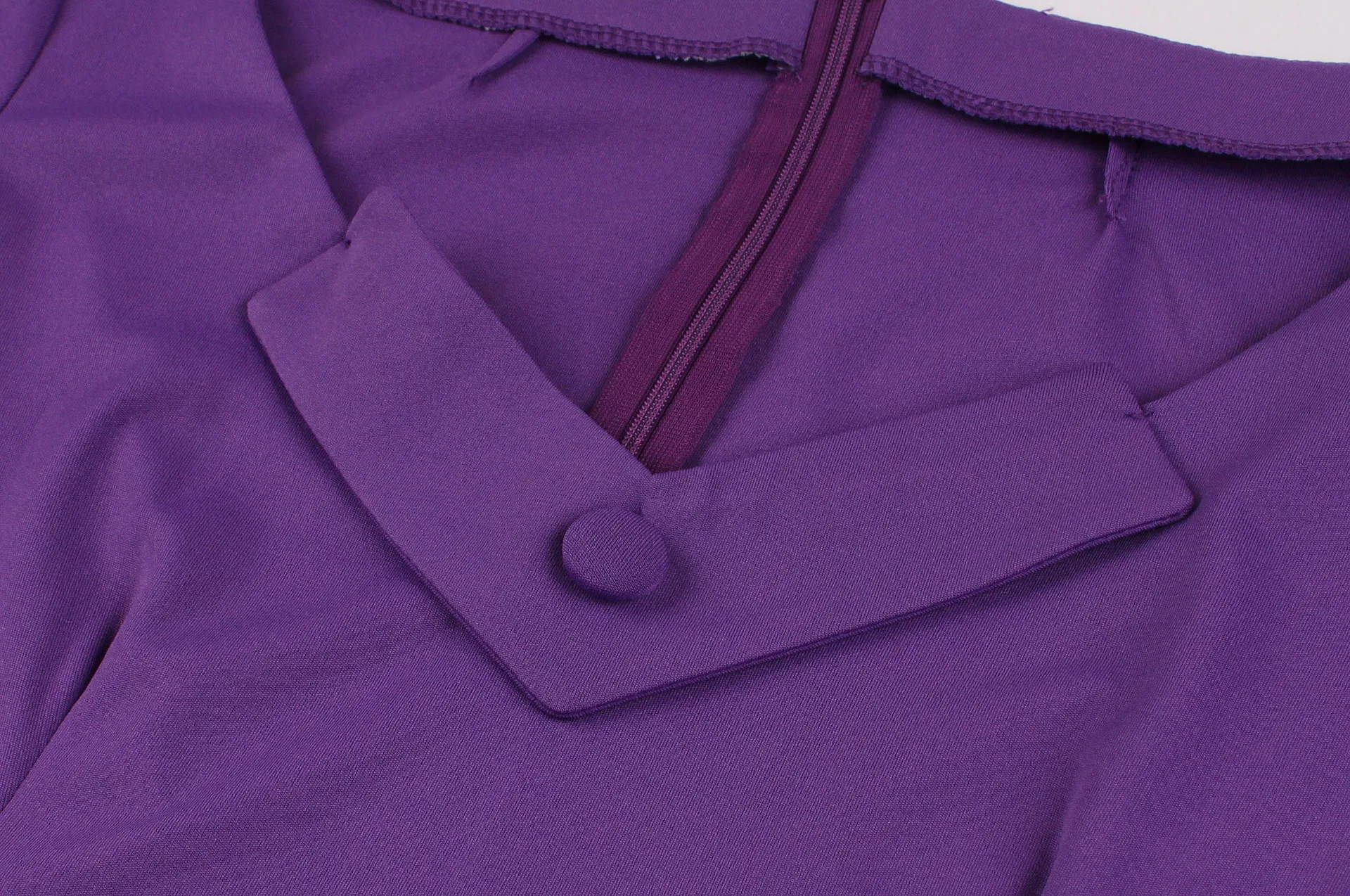 

MIGAZURE Newest Summer Short Sleeve Women's Swing Retro Tea Dress Purple V-Neck With Belt Picnic Party Daily Life Work Dresses