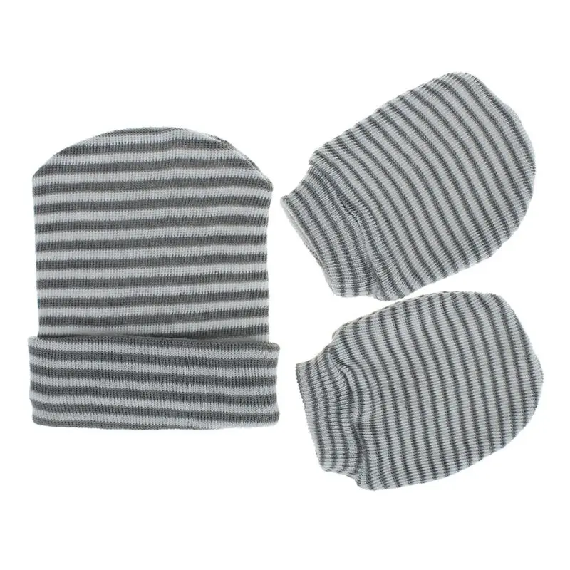 

Drop Ship. Newborn Hospital Hat Infant Baby Cap and Mitten Set Soft Cute Nursery Beanie Hat
