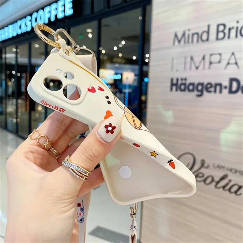 

Fashion Camera Protection With Long Lanyard Wristband Phone Case For Xiaomi Mi 11 10 Lite Soft Silicone For Redmi K40 K30 Pro