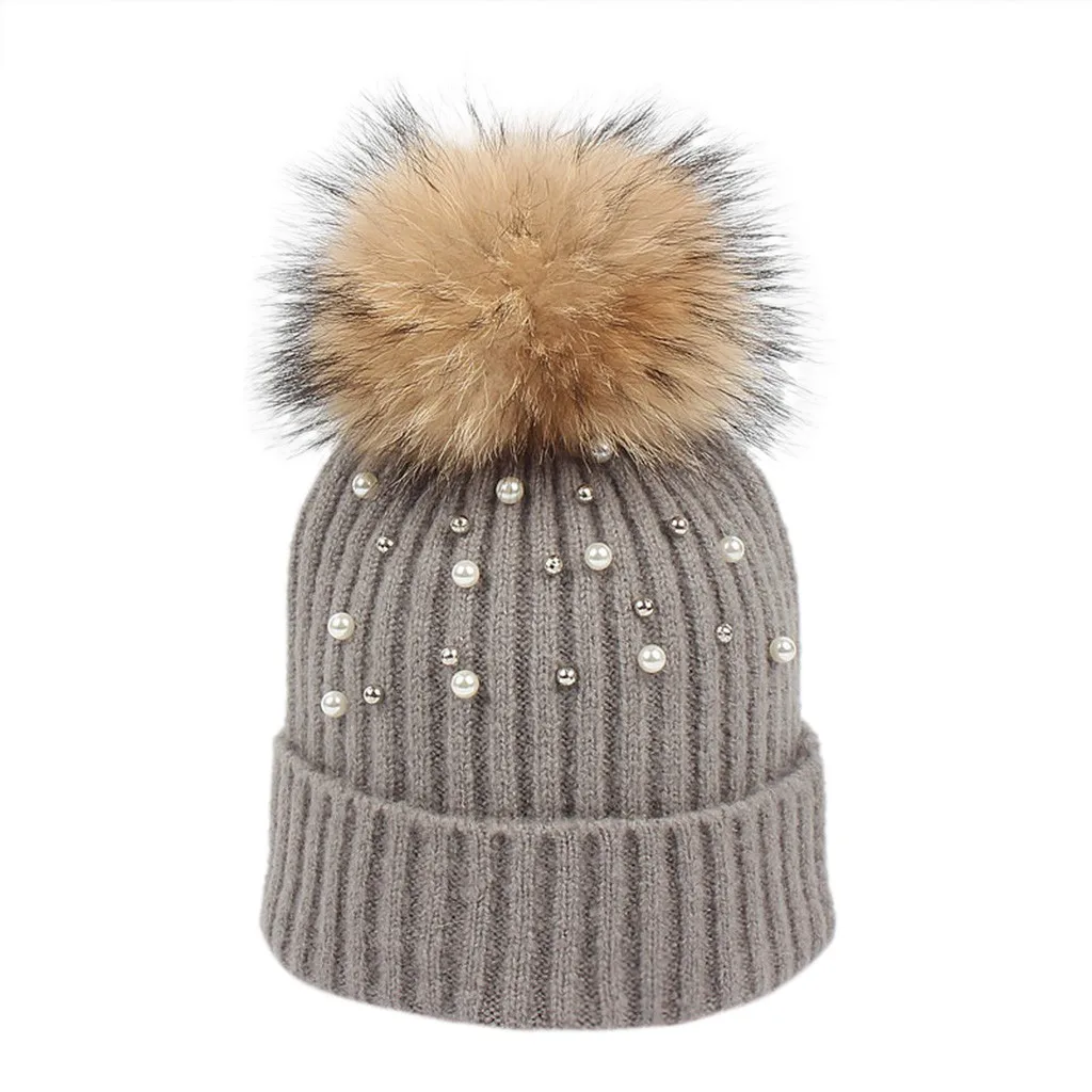 Шапка SAGACE женская вязаная шапка с помпоном для волос зимняя теплая кроличьим