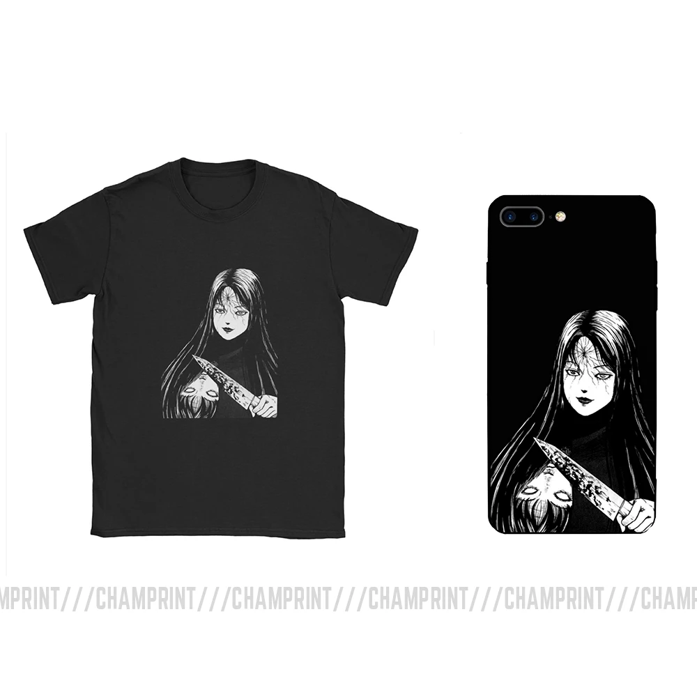 Мужская футболка Junji Ito, футболки Tomie Japanese Kago Manga Horror, Харадзюку, хлопок, аниме, топы с коротким рукавом, футболки с принтом