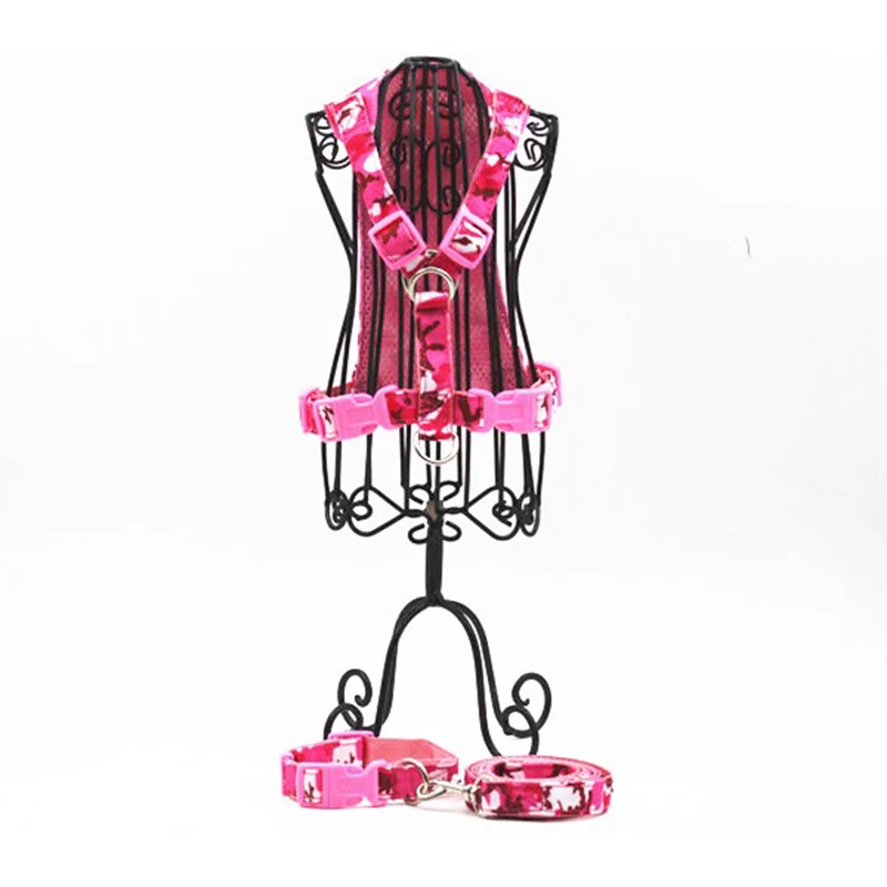 Модная розовая камуфляжная шлейка для собак нейлоновый мягкий поводок с