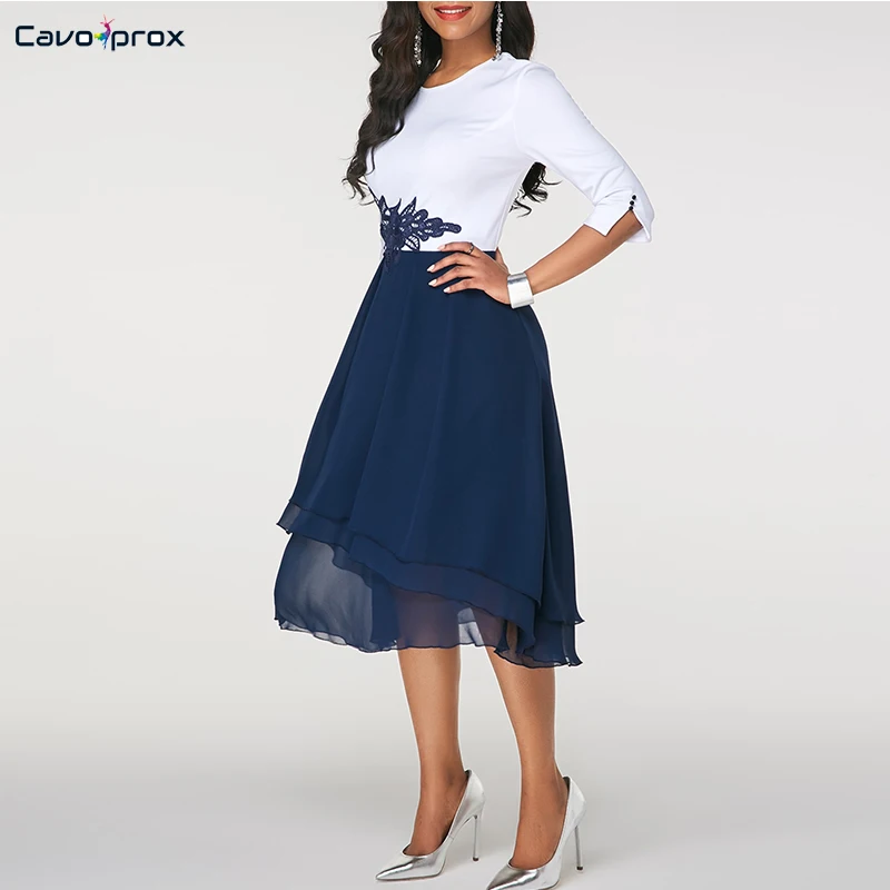 Женское шифоновое платье с рукавом три четверти Повседневное трапециевидной