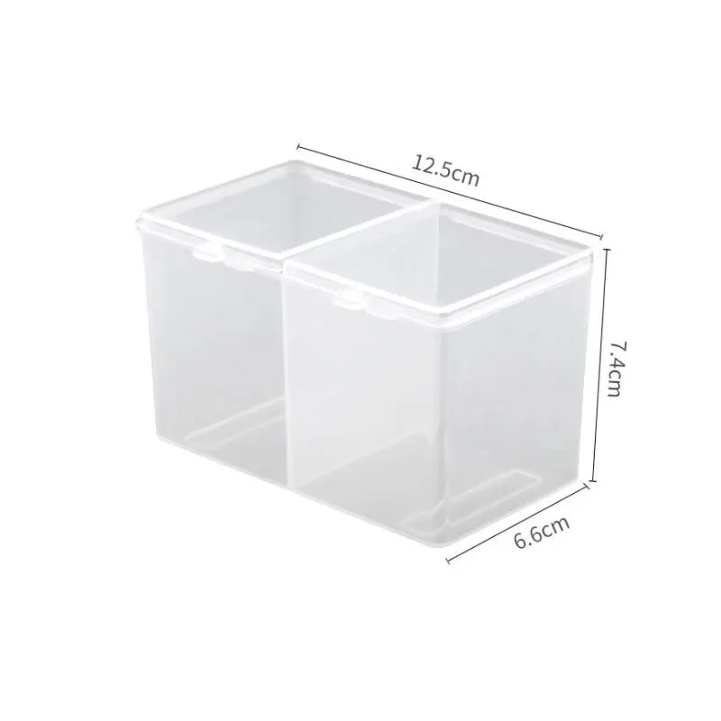 Прозрачный чехол для хранения ватных тампонов с двумя ячейками органайзер