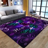 dream purple butterfly pattern carpet for living room bedroom non slip play area rug child room cartoon 3d printed kids game mat