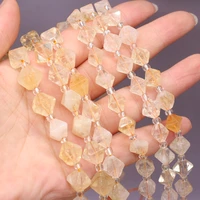 12mm natural stone citrine rhombus bracelet beads gemstone loose spacer beads charms for jewelry making diy bracelet handmade
