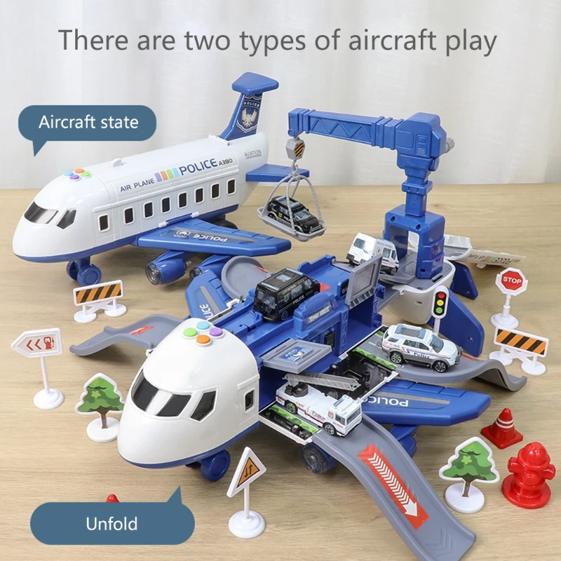 

Aircraft Car Toys Set Sound Colorful Lights Simulation with Vehicles