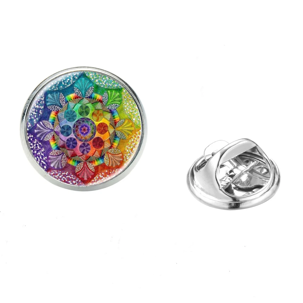 Классический синий Мандала Сакральная геометрические Броши Ом Индии символ йоги