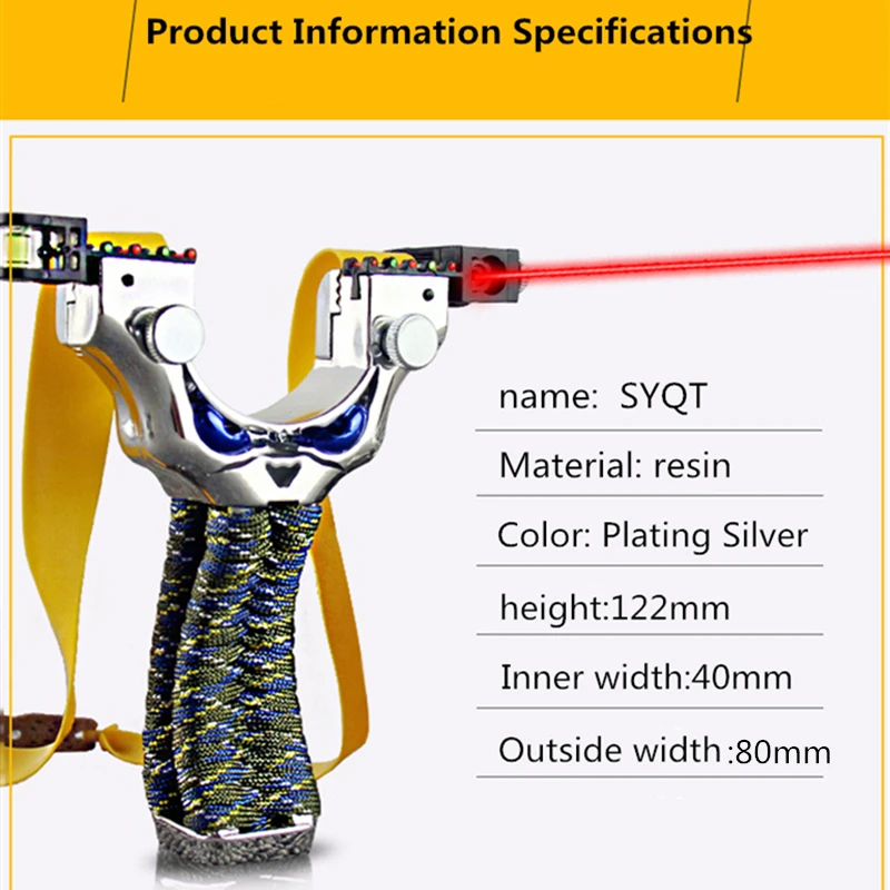 

Super Hard Resin Slingshot with Laser-targeted Catapult for Outdoor Hunting Use Flat Leather Rubber Bands for Novices