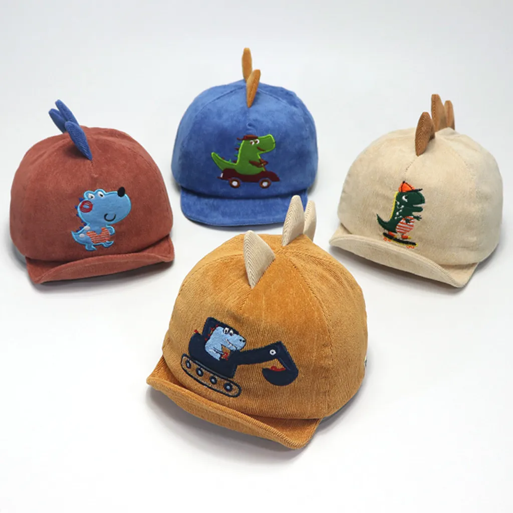 Baby Boy Hats Soft Cotton Dinosaur Sunhat Eaves Baseball Cap Sun Hat Beret baby accessories newborn New Arrival Autumn Winter | Детская