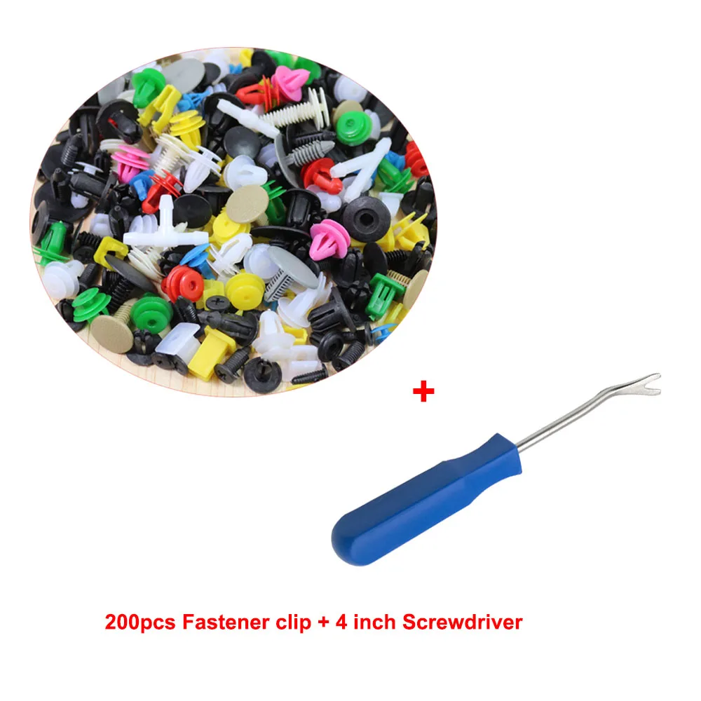 

200pcs Rivet Clips Car Door Panel Installer Screwdriver Tool Auto Trim Removal Tools Auto Fastener Trim Dash Removal Set