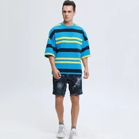 high quality striped men t shirt 2021 fashion high street casual oversize t shirt summer loose short sleeve tees tops bottoming