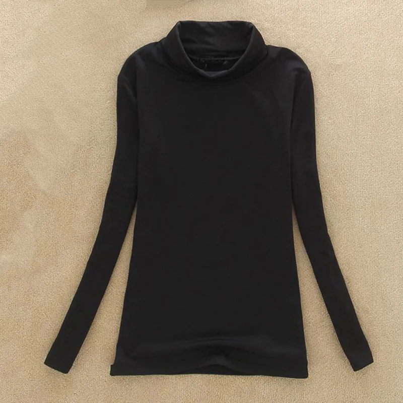 Женская футболка модная женская однотонная водолазка Повседневная с длинным
