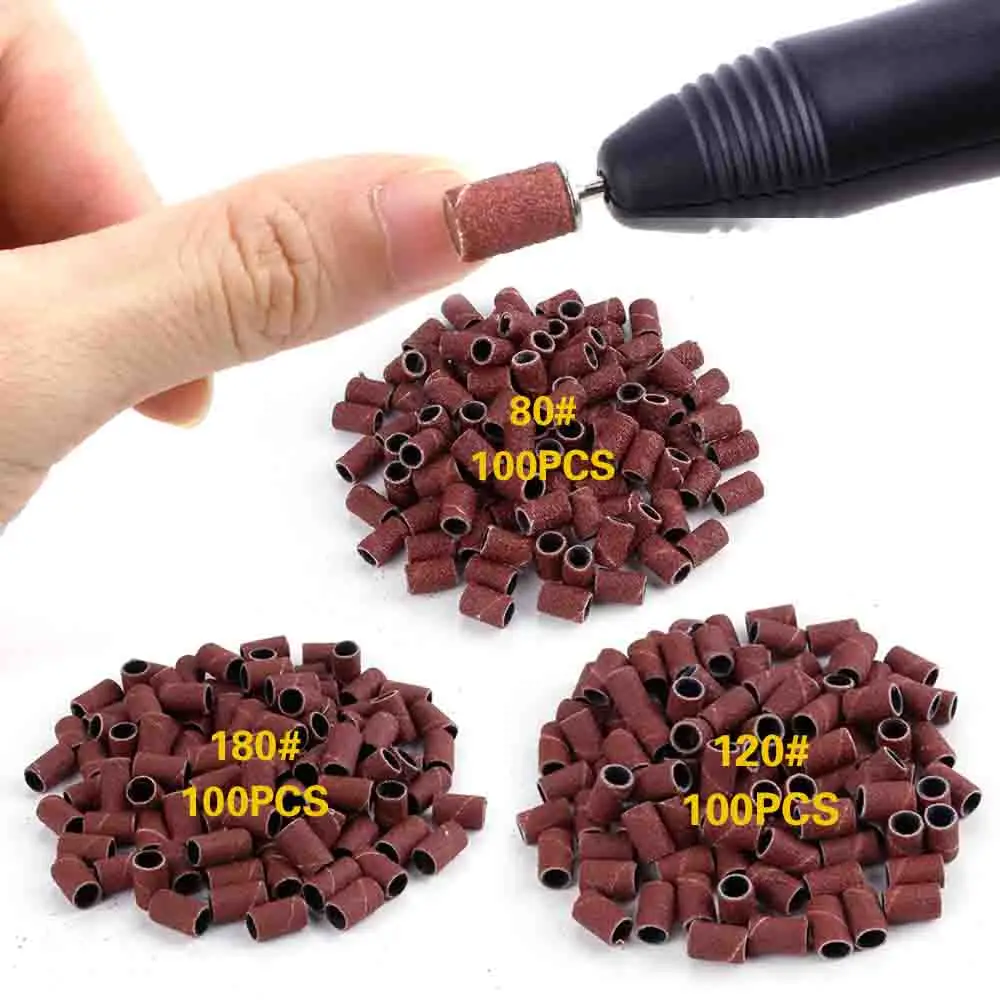 

Nail Art Sanding Bands Manicure Tools Electric Nail Drill Accessories Polish Remover for UV Gel Acrylic 80# 120# 180# 100pcs/set
