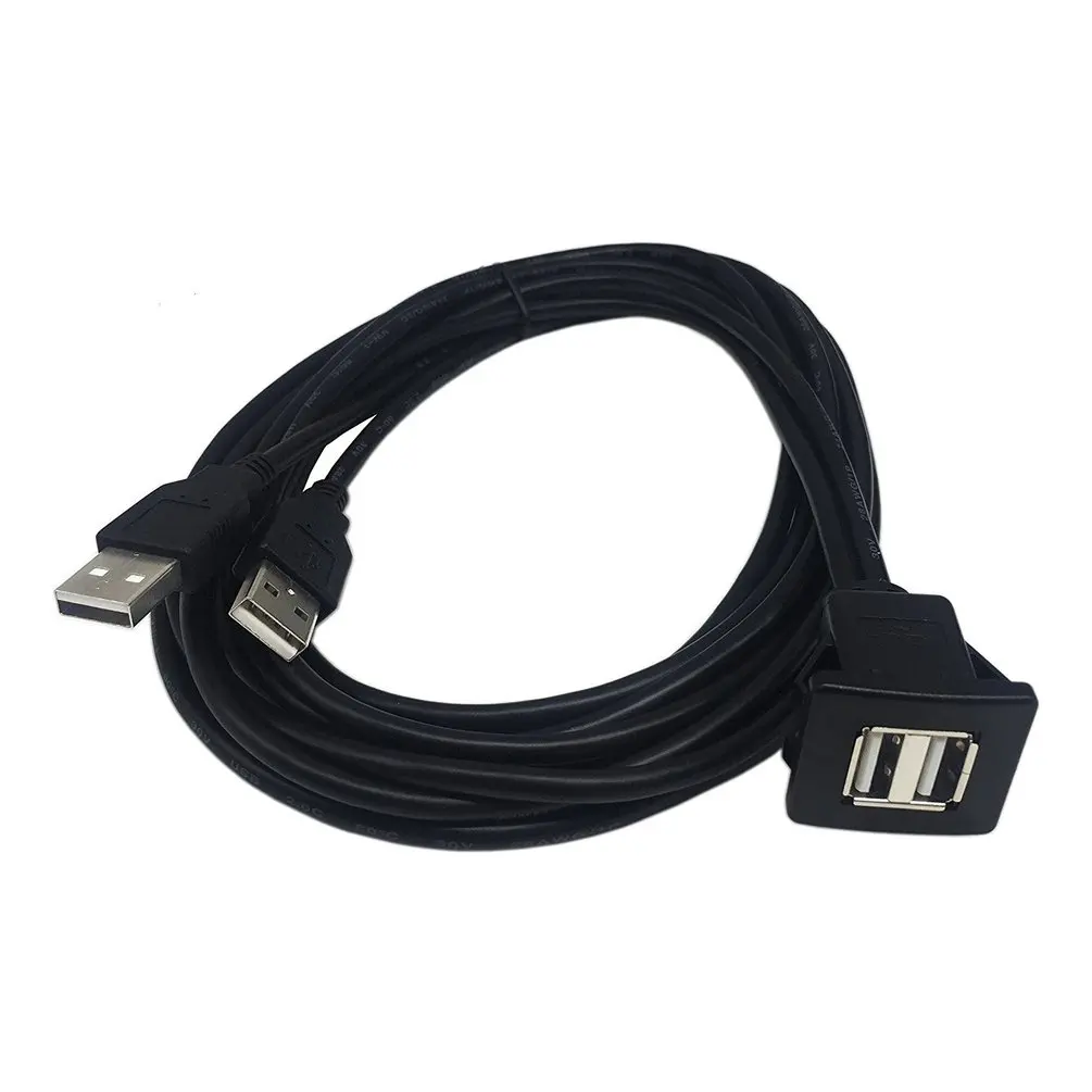 USB2.0 кабель для скрытого монтажа 1 м/2 м двойной/один USB порт удлинитель флеш приборная панель монтажный кабель для автомобиля лодки мотоцикла