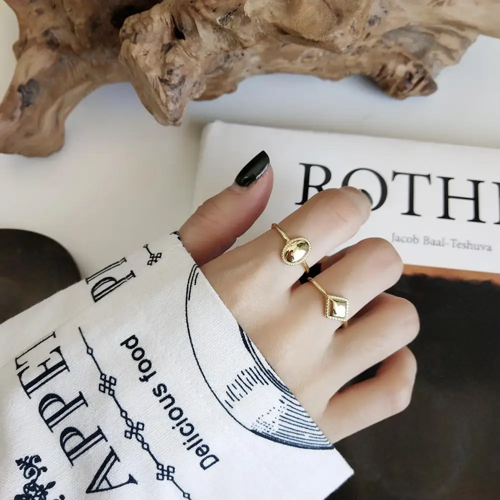 Регулируемое открытое геометрическое кольцо Chuyau из стерлингового серебра 925