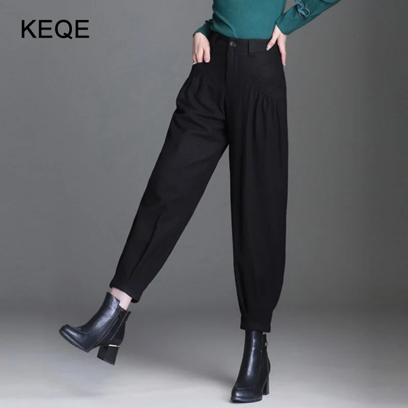 

Warm Spring/Autumn/Winter Wide Leg Pants For Women Loose Harem Pants Women's Office Trousers Woman High Waist Pants Lady BW045