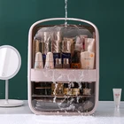 Прозрачный органайзер для косметики Женский, пыленепроницаемый ящик для хранения косметики, двойной открытый Настольный ящик для хранения товаров для ухода за кожей, ювелирных изделий